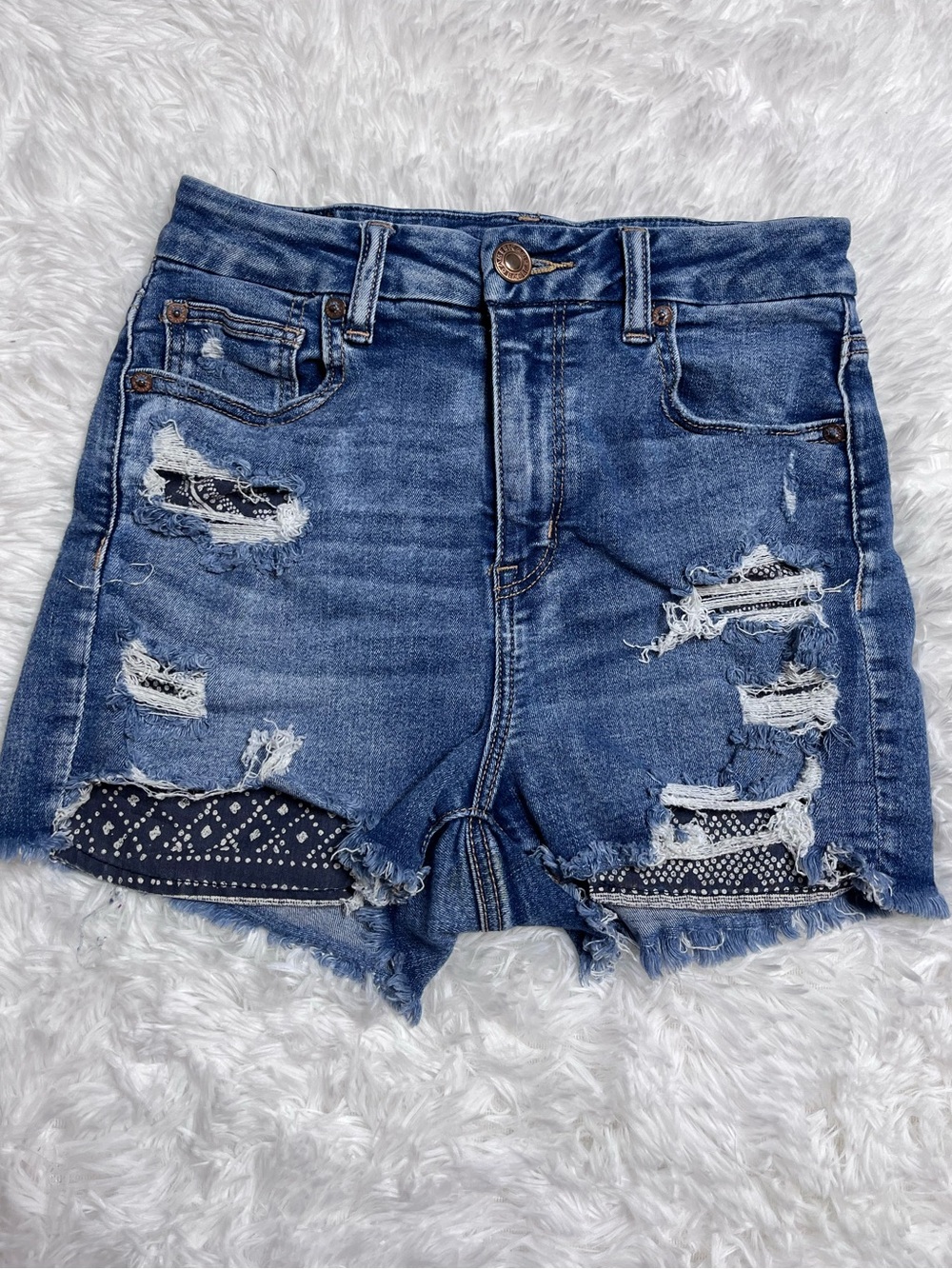 American Eagle Outfitters Distressed Curvy High-Rise Shorties